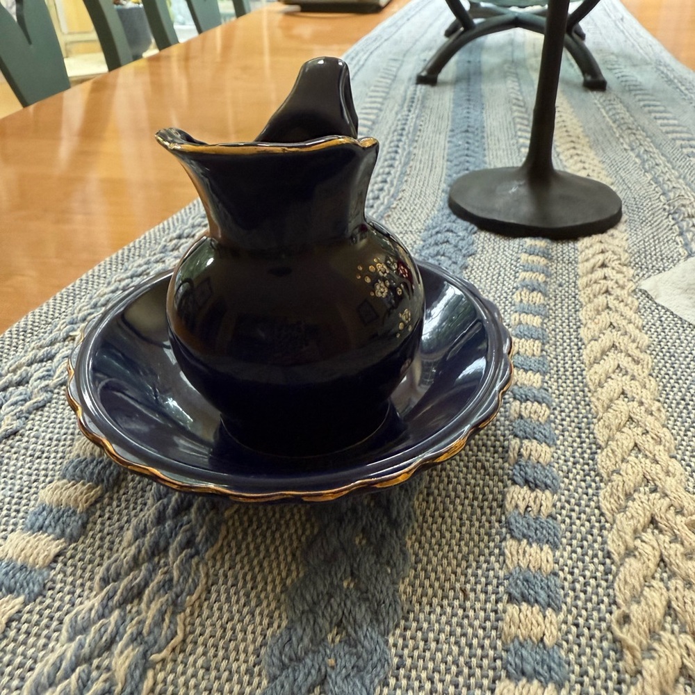 Miniature Colbalt Blue Pitcher & Bowl Set - Picture 4 of 6